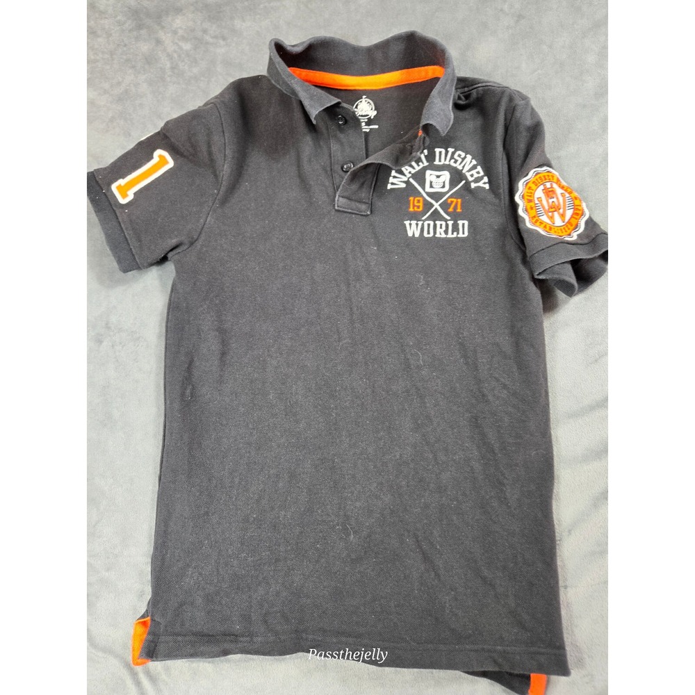 Disney World Resort Shirt Small 1971 Collegiate Polo Disney Parks Black Slim Fit